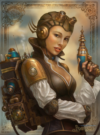 Illustration for article titled Gorgeous Portraits of Steampunk's Jetpack-Wearing Superwomen